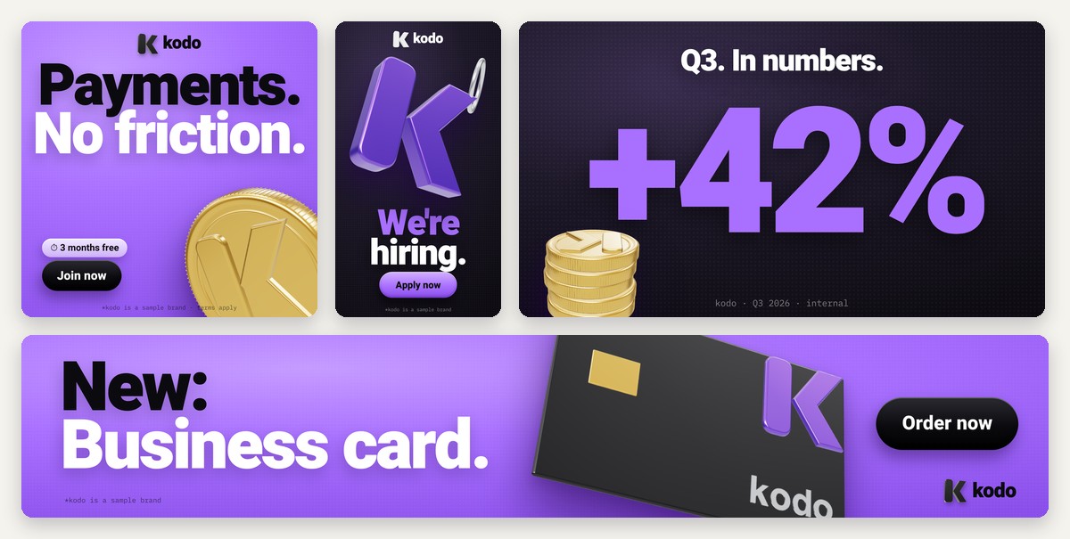 The same four designs in one brand language
